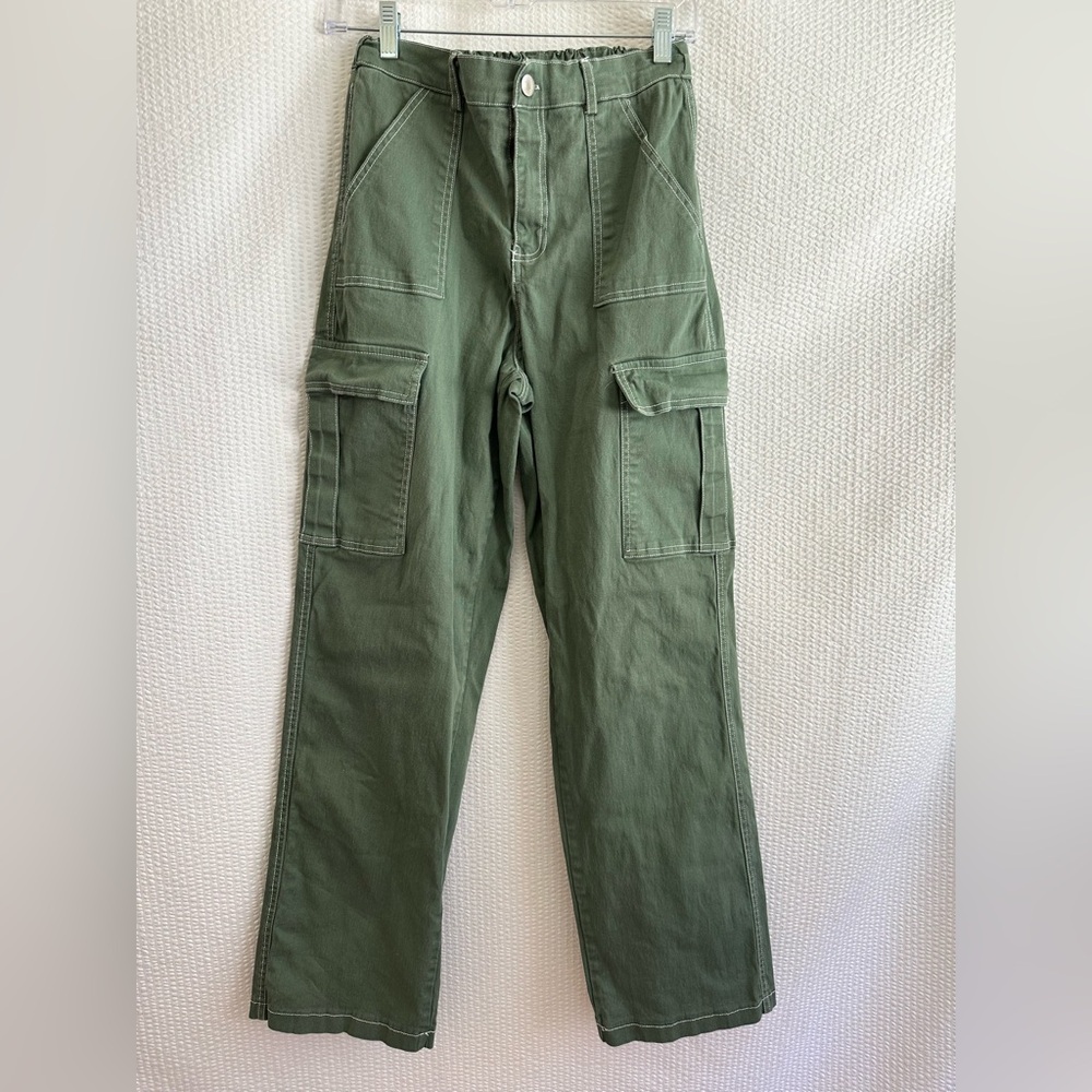 ORANGE KISS Essentials Sage Green Cargo Pants Women's Small Straight Leg Utility